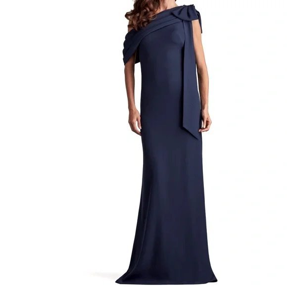 Tadashi Shoji Midnight Blue Off-Shoulder Maxi Dress - Picture 1 of 3